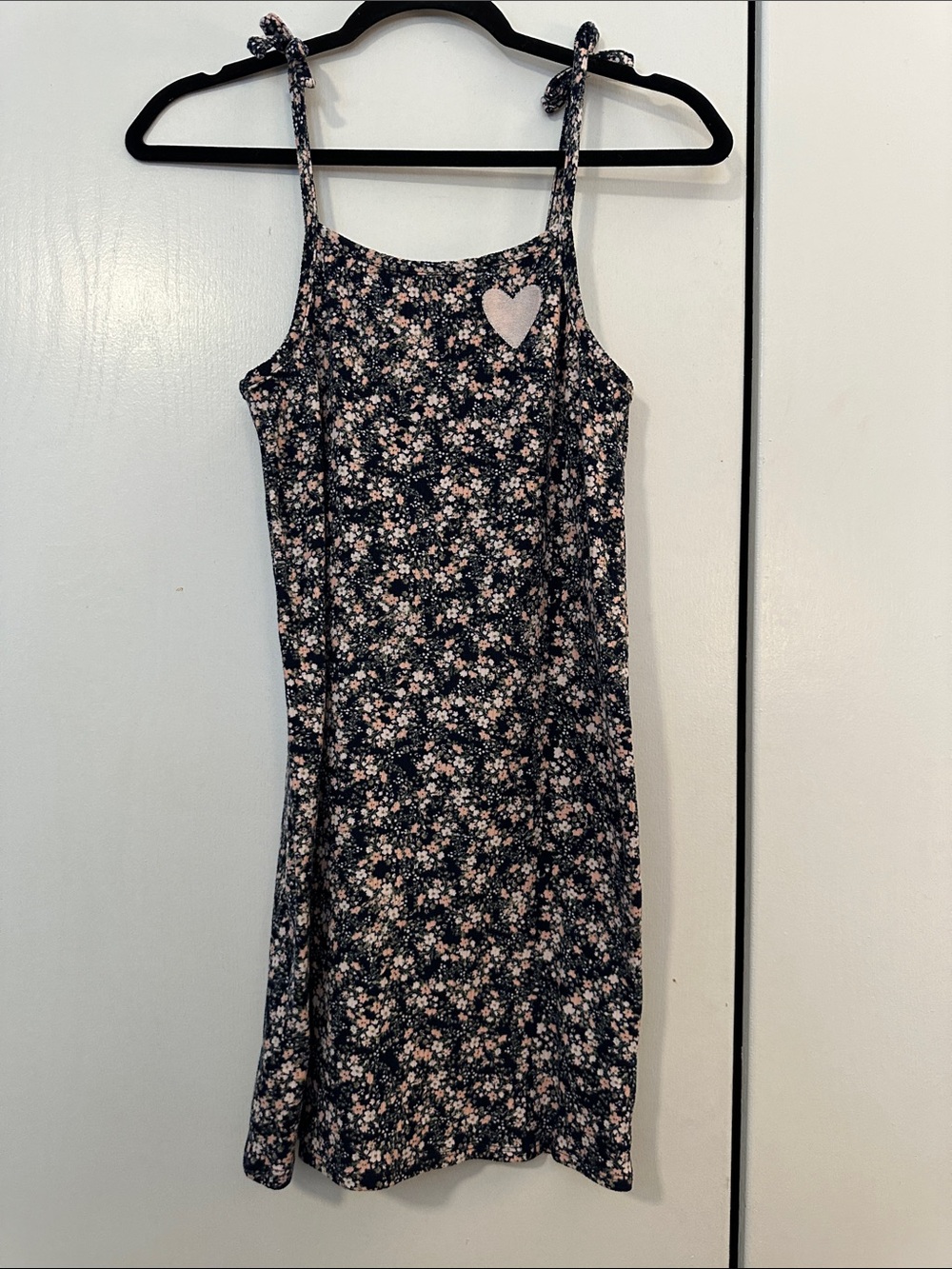 Epic Threads Navy Floral Tie-Shoulder Dress with Pink Accents